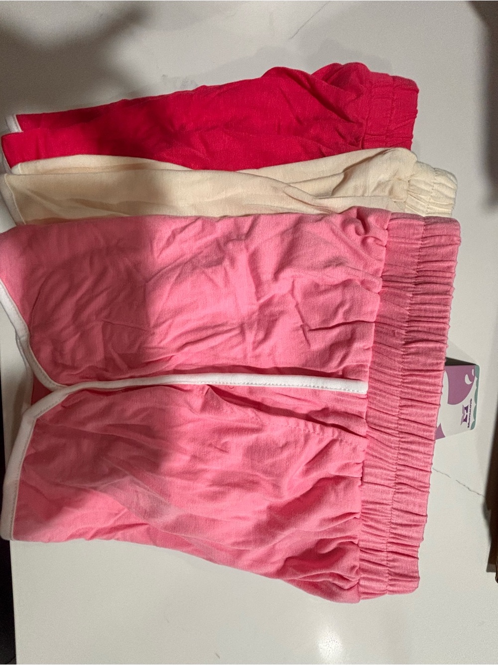 Girls 3-Pack Elastic Waist Shorts in Pink, Hot Pink & Cream